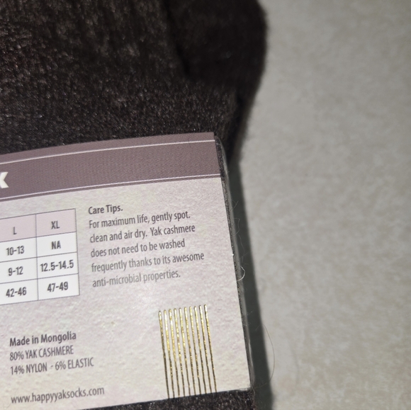 Happy Yak Cashmere Yak Brown Socks Size Large - Picture 5 of 14
